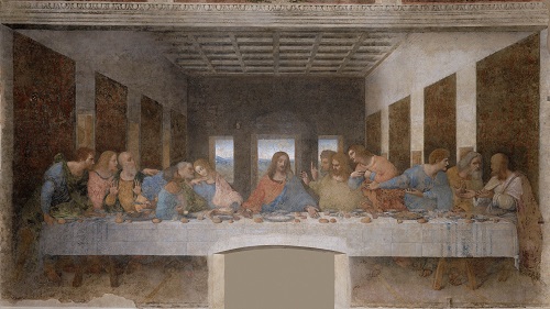 Cuadro de la Última Cena de Leonardo da Vinci, donde se puede apreciar a Jesús en el centro con sus discípulos.